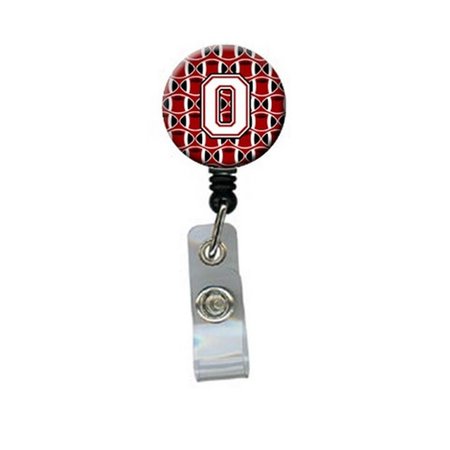 CAROLINES TREASURES Letter O Football Cardinal and White Retractable Badge Reel CJ1082-OBR